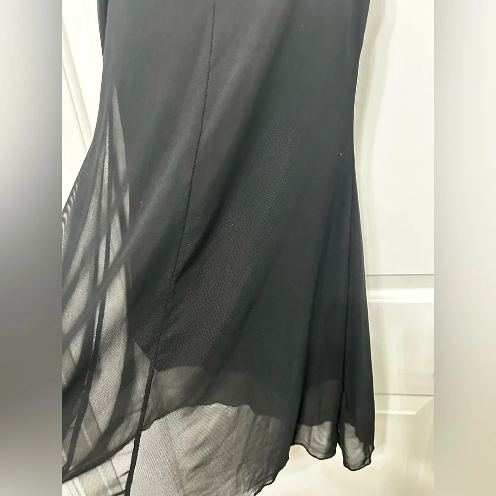 See You Monday XS black slip mini dress sheer mesh lined spaghetti straps LBD s - Picture 5 of 6